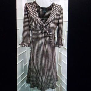Sz 6 The Limited 100% Silk Dark Brown Midi Dress